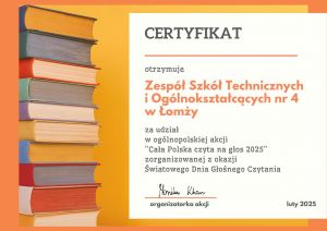 Czytaj więcej: Udział w ogólnopolskiej akcji Cała Polska czyta na głos 2025